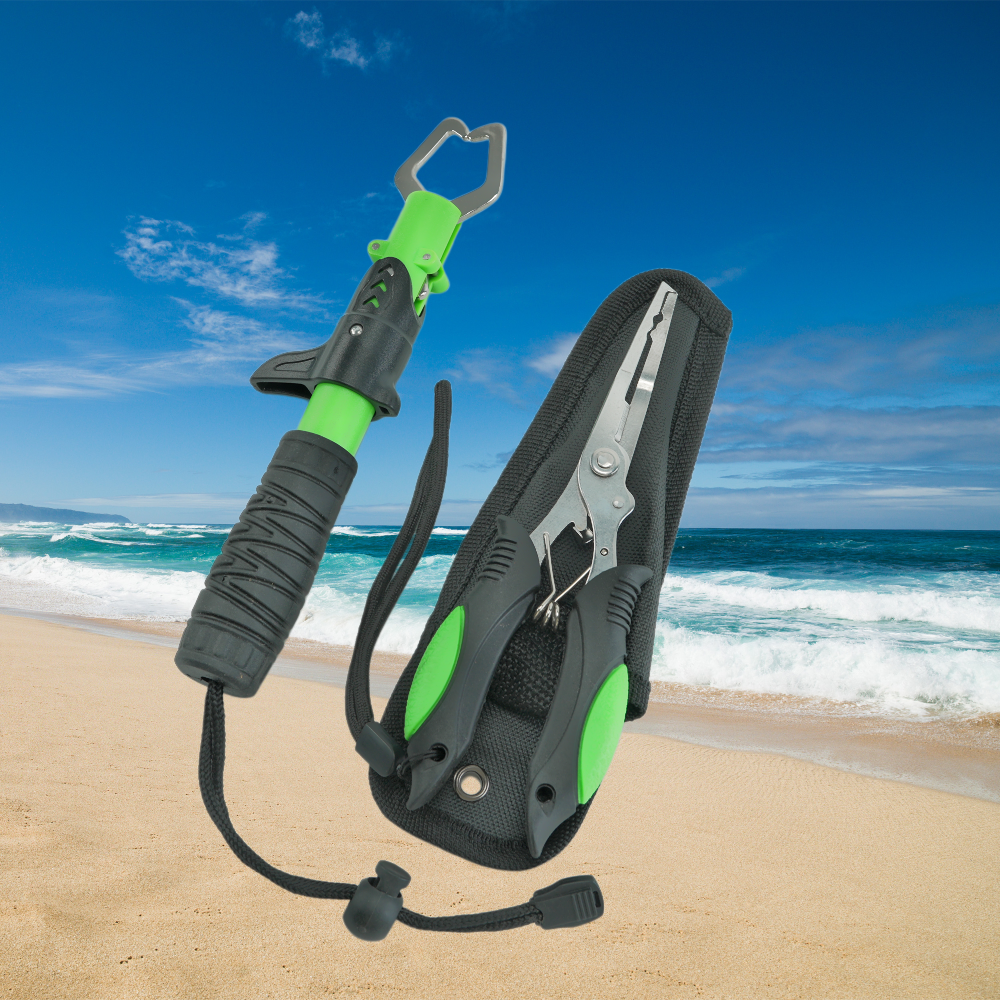 Alicate de Lábios de Peixe 2 Peças Conjunto de Alicate de Pesca de Aço Inoxidável com Controlador de Peixe -