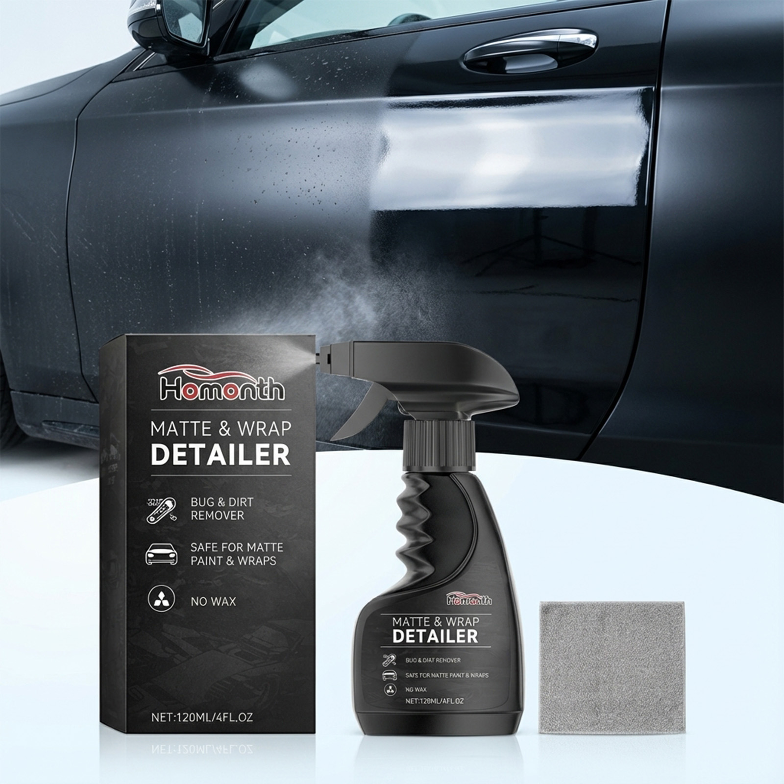 Homês Matte Wrap Detailer Limpador De Superfícies Spray Polonês Restaura Brilho Acabamento Suave Para Cuidados Exteriore