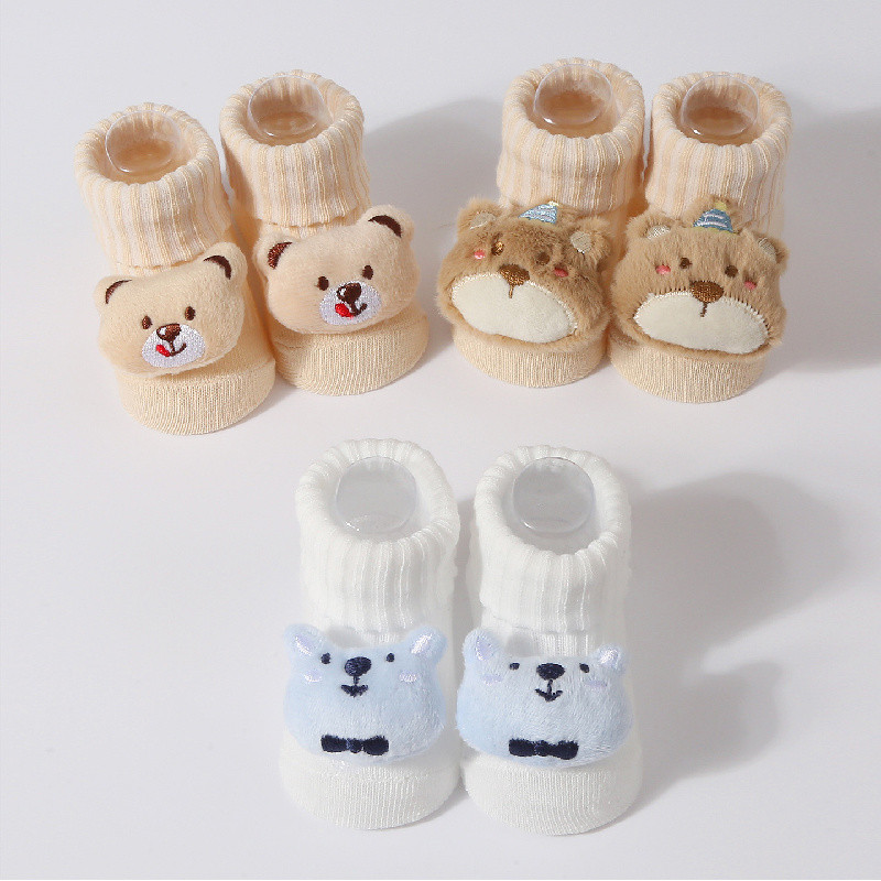 Meias Elásticas De Malha Para Bebês Recém-Nascidos Com Boneca De Urso , Macias E , Até 12 Meses