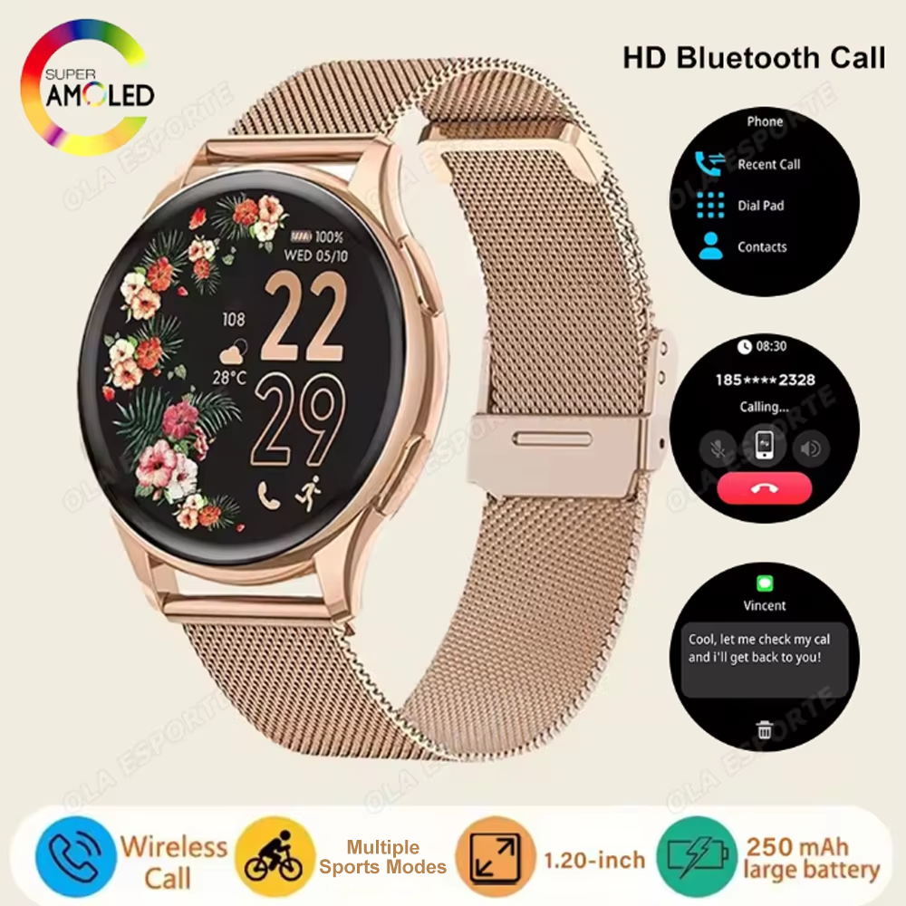 Nova Chamada Bluetooth Relógio Inteligente Tela AMOLED Vários Modos Esportivos De Fitness Sono Monitoramento Saúde Smart