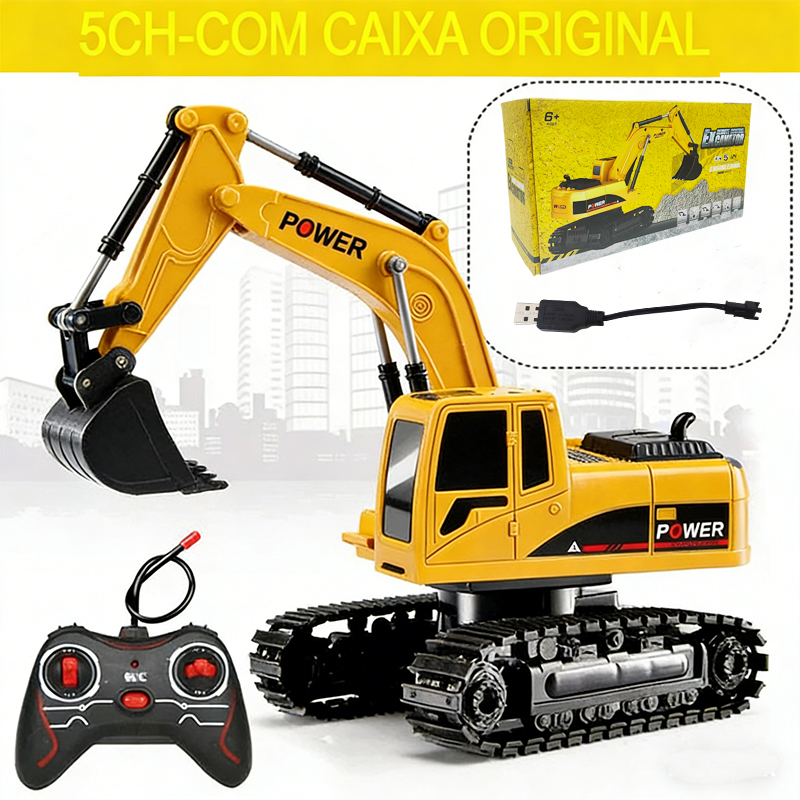  RC Escavadeira Brinquedos para Crianças Controle Remoto Escavadeira Brinquedos para Crianças Caminhão Basculante Trator