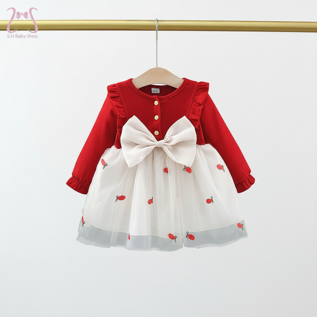 Vestido De Princesa Para Bebês Meninas Com Mangas Compridas E Nó De Laço Primavera Outono De 0 A 3 Anos