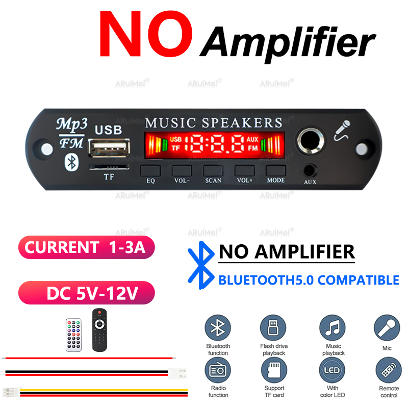 Módulo de Controle MP3 Display Digital 5V-12V Placa de Interface Multiuso para Áudio DIY