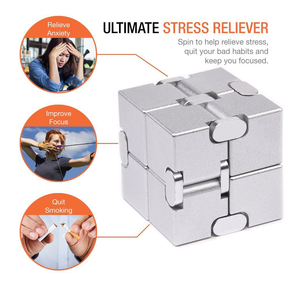 Infinity Cube Fidget Toy Metal Magic Stress Relief , Tdah Brinquedos Sensoriais Para Adultos E Crianças , Presente De Fo