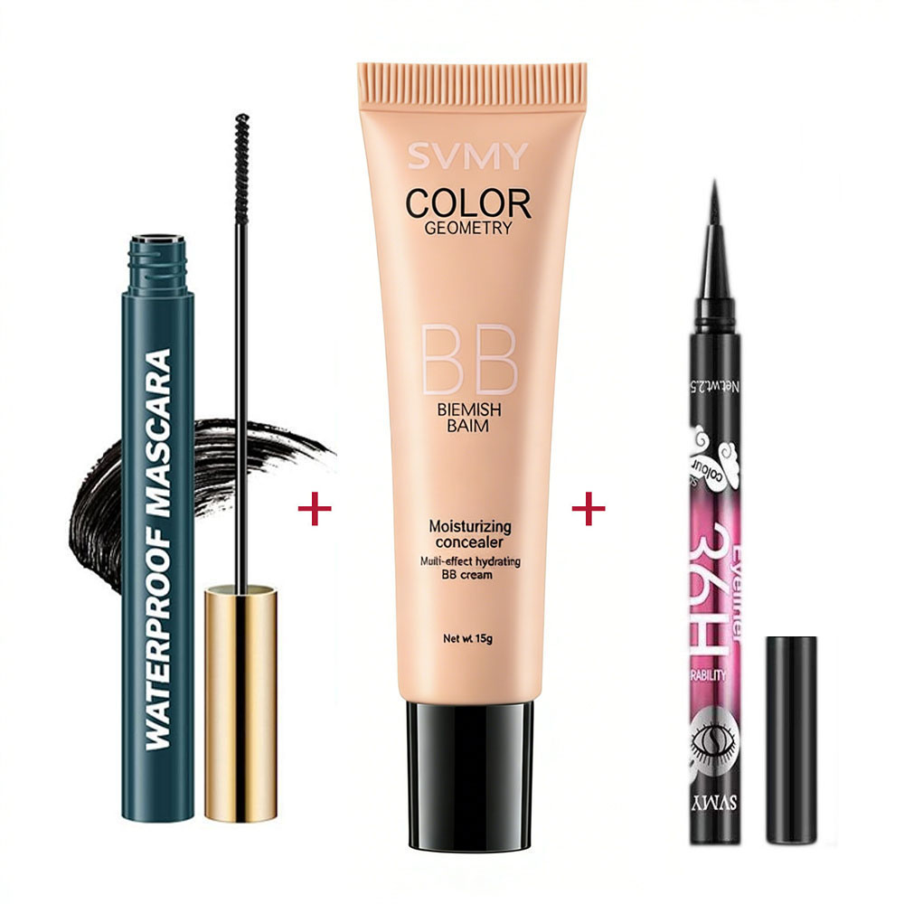 Conjunto De Maquiagem Base Facial-BB Cream Eyeliner Macara Daily Matte Natural Cosmetics Kit Longwear Cobertura Completa