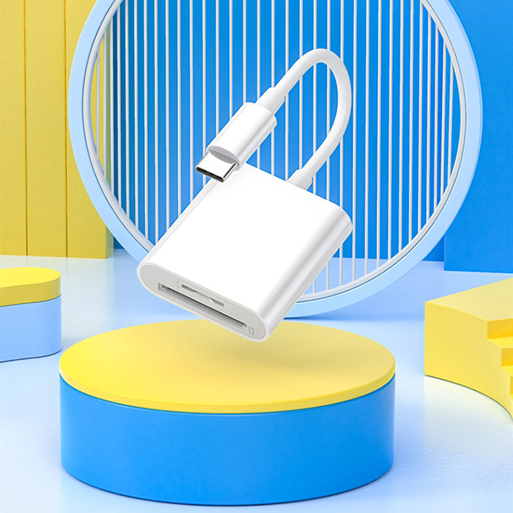 Leitor de cartões 2 em 1, leitor de cartões SD e microSD, adaptador USB-C para cartões de memória TF, compatível com