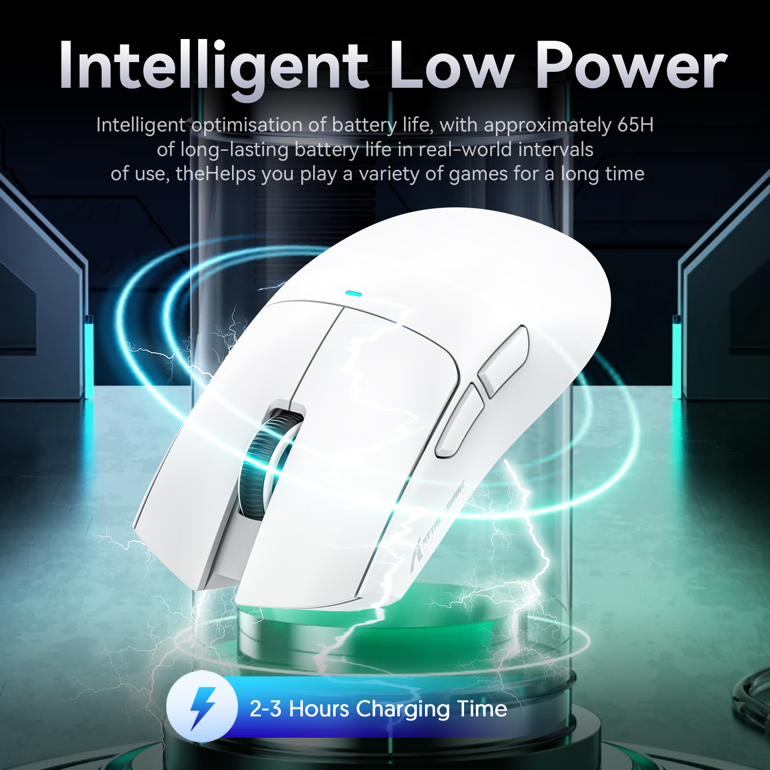 Mouse Gamer Attack Shark X11, 400 IPS, Aceleração de 40G, Interruptor HUANO Branco, 20 Milhões de Cliques, Mouse para