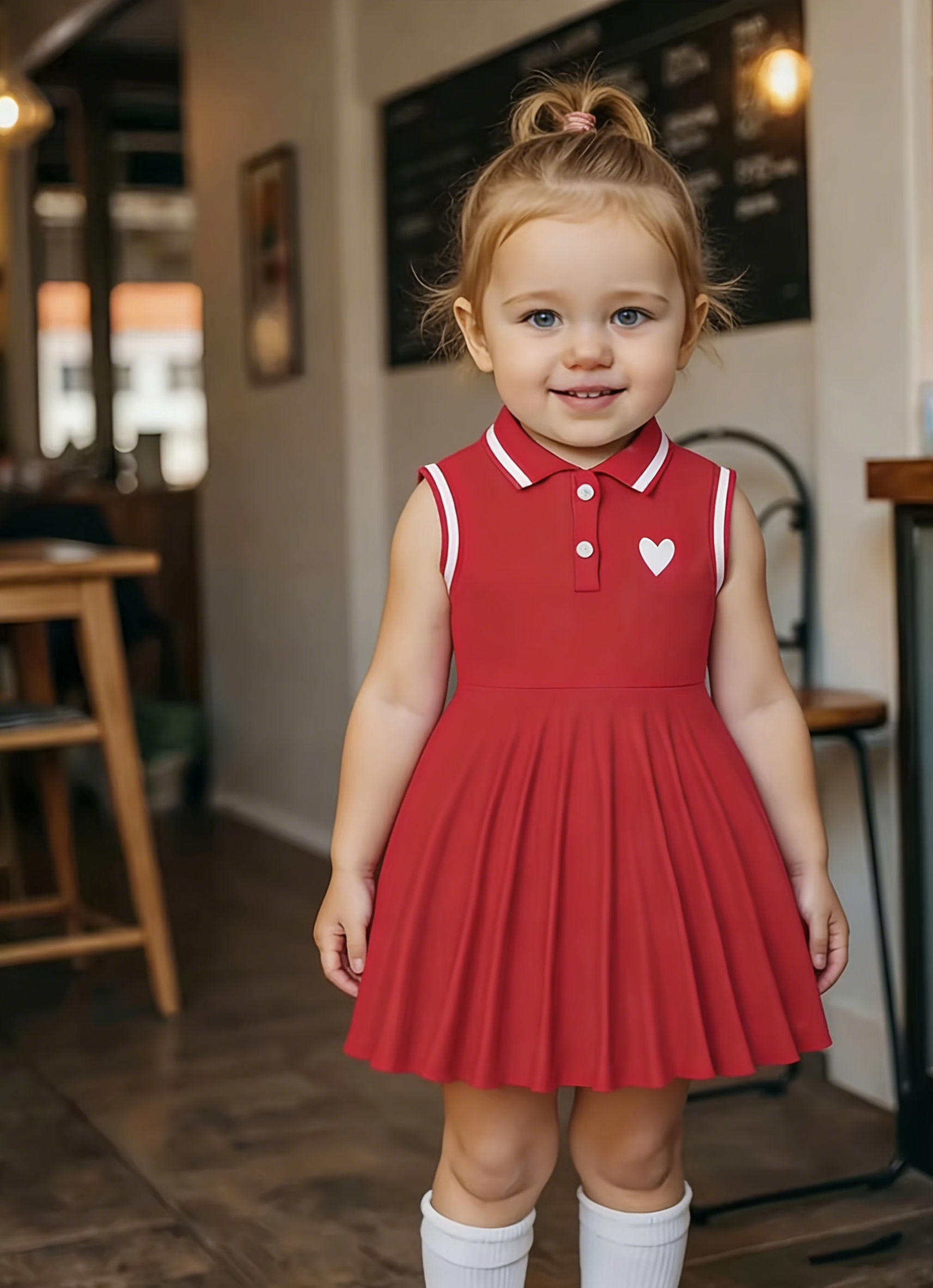 Vestido Polo Plissado Vermelho/Rosa: Vestindo Vitalidade Doce-Fria/vestido de verão para bebê menina/vestido para