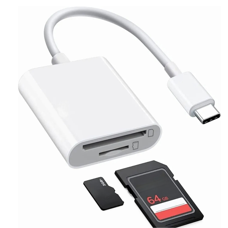 Portas 2 em 1 USB C para leitor de cartão SD Tipo TF Adaptador de cartão de memória para laptop tablet smartphone