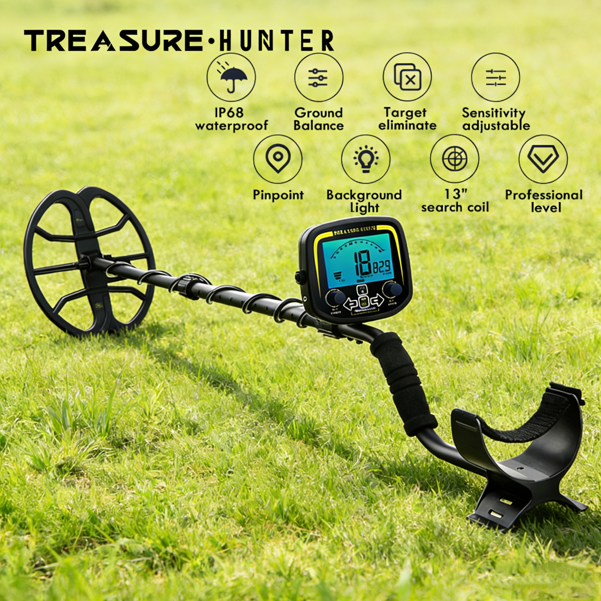 Detector de Metais Profissional Treasure Hunter G2 Alta Sensibilidade Localizador de Ouro Detector Subterrâneo Bobina