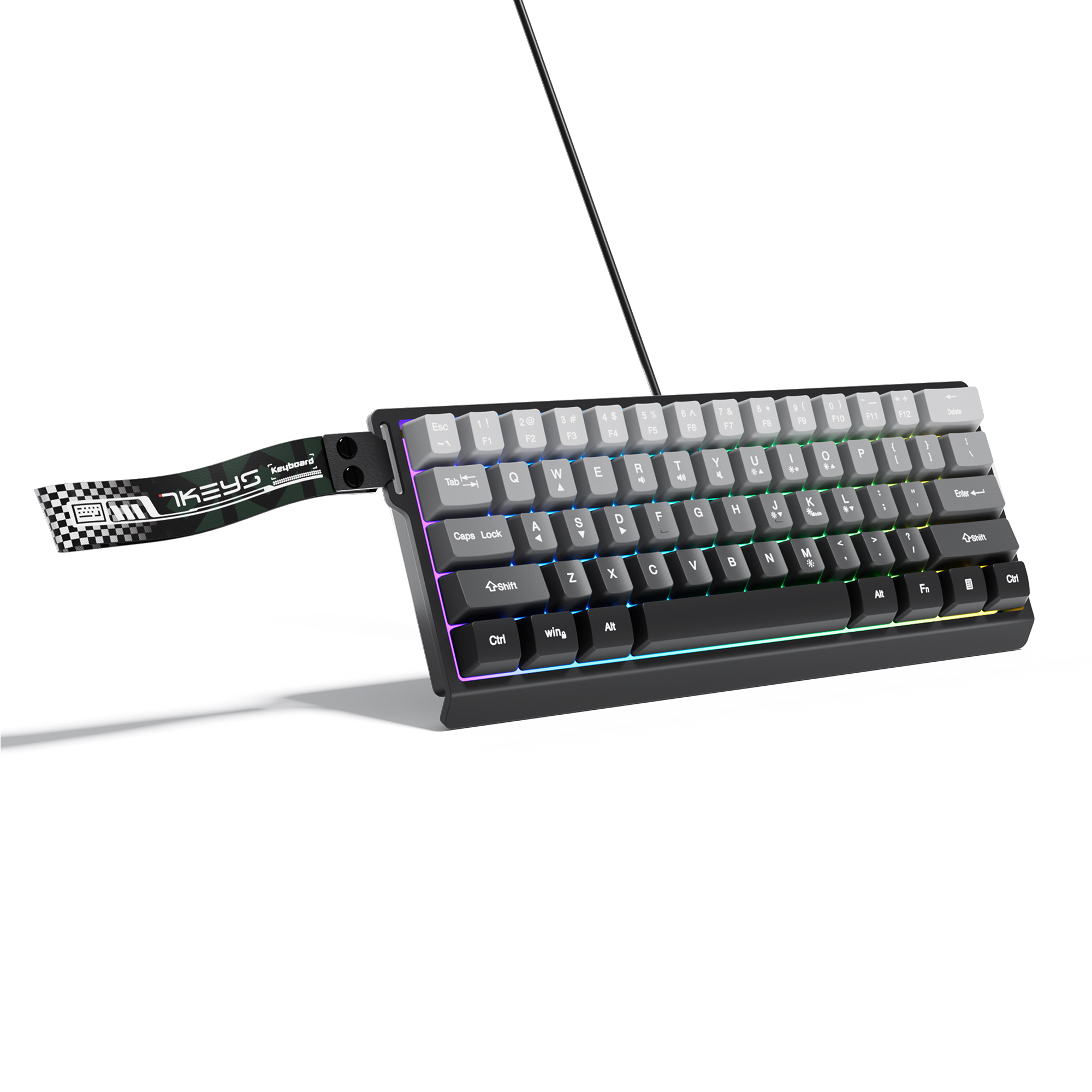 Teclado de Jogos 61 Teclas com Fio, RGB, Ergonômico, Compacto e Portátil 60%