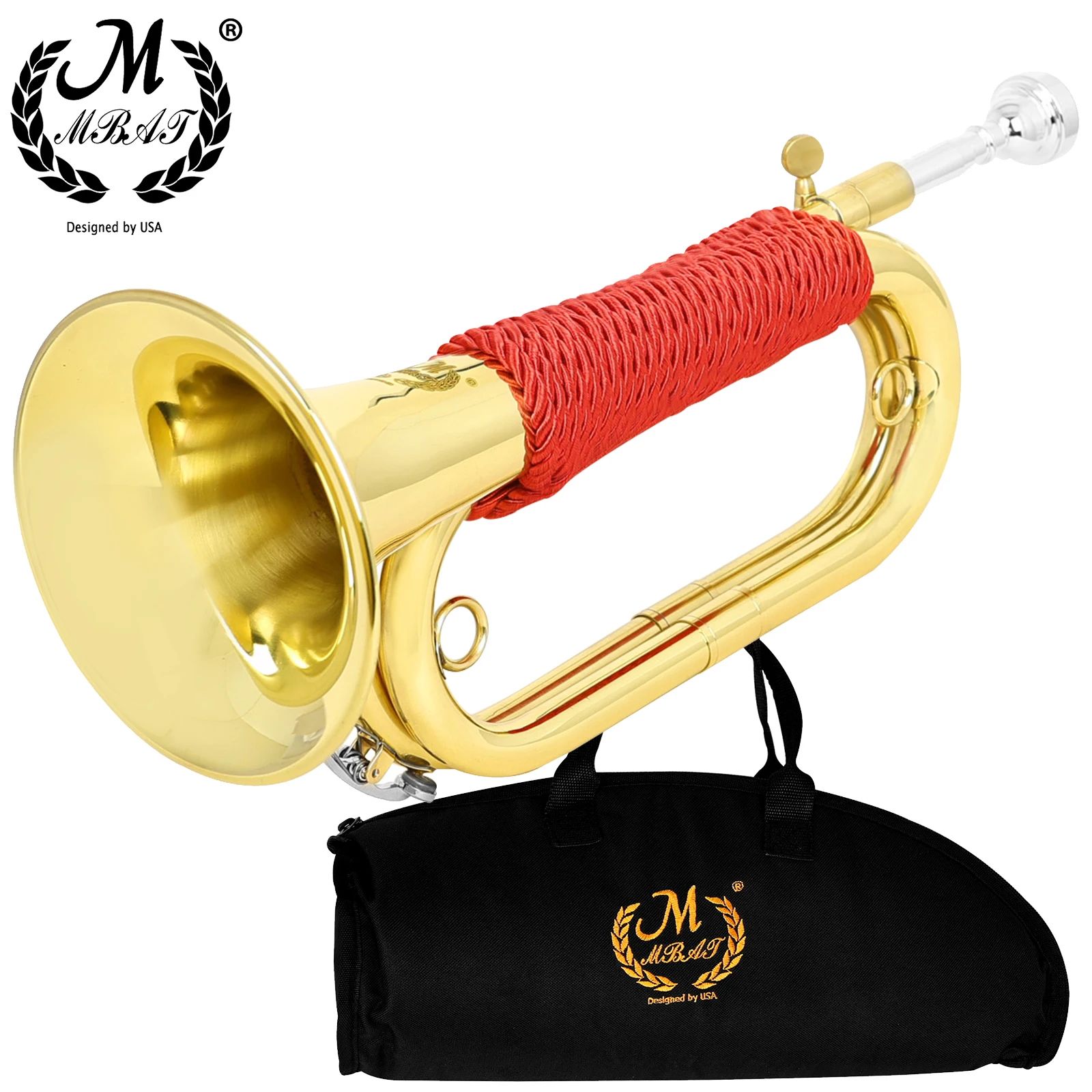 Trompete de Marcha Bugle Flugelhorn Espanhol Cobre com Estojo e Bocal