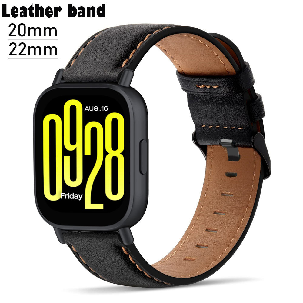 Pulseira de Couro para Redmi Watch 5 Lite, Substituição de Pulseira, Bracelete 20mm 22mm, Compatível com Xiaomi Mi