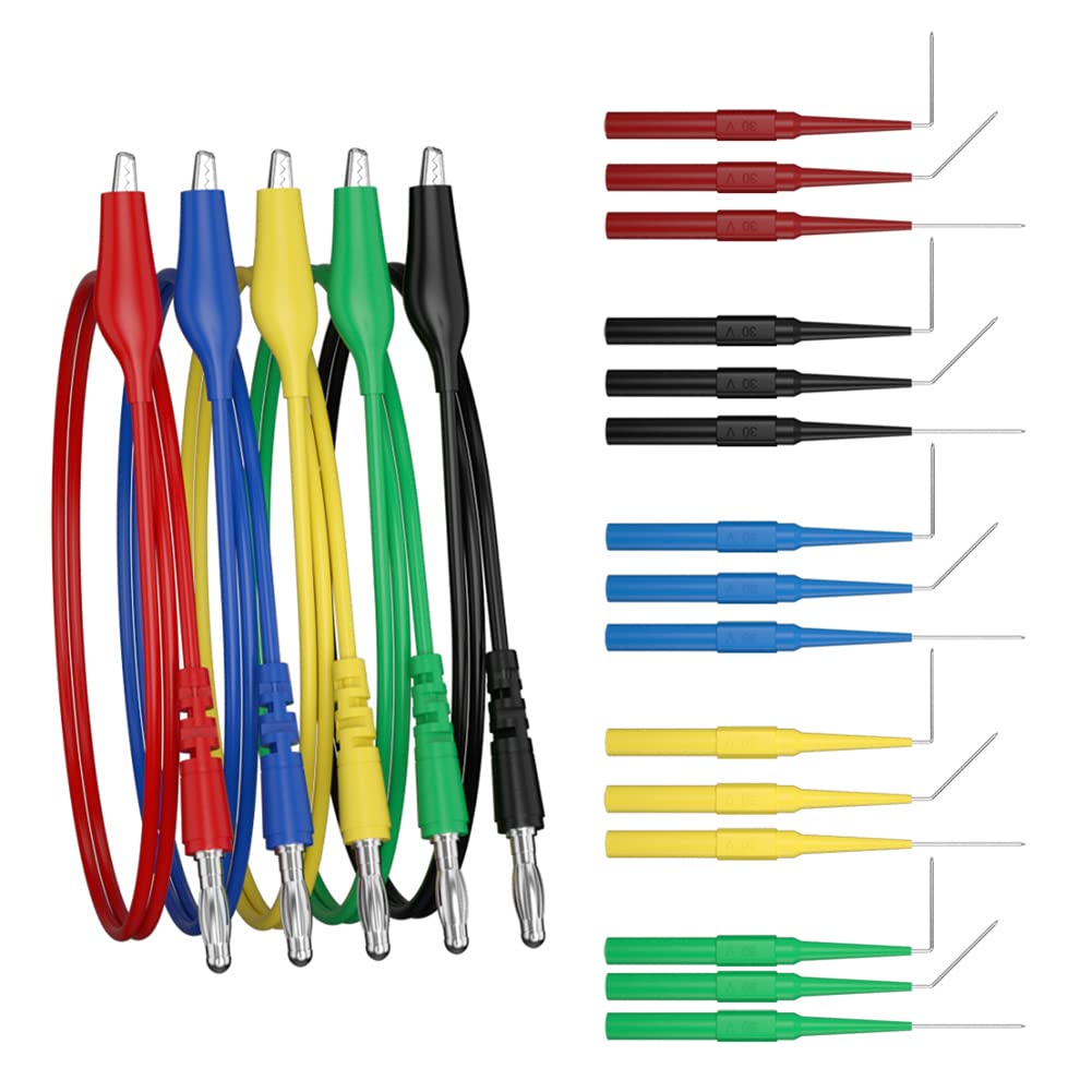 Kit De Chumbo De Teste Clipe De Jacaré Para 4mm Plugue Banana Pinos De Sonda Traseira Reparo Automotivo 20 Peças