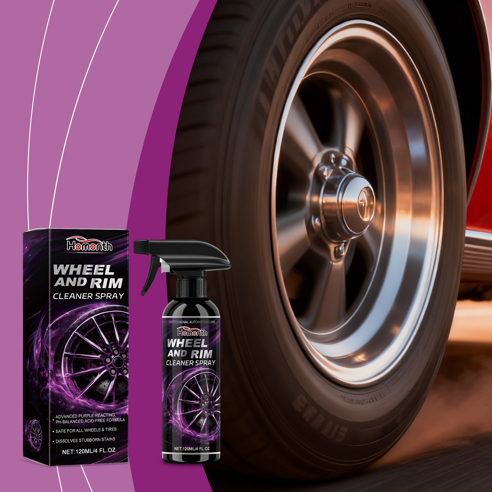 Spray Limpador De Roda E Aro De Motocicleta Homês Restaura Brilho De Manutenção Diária De Pneus