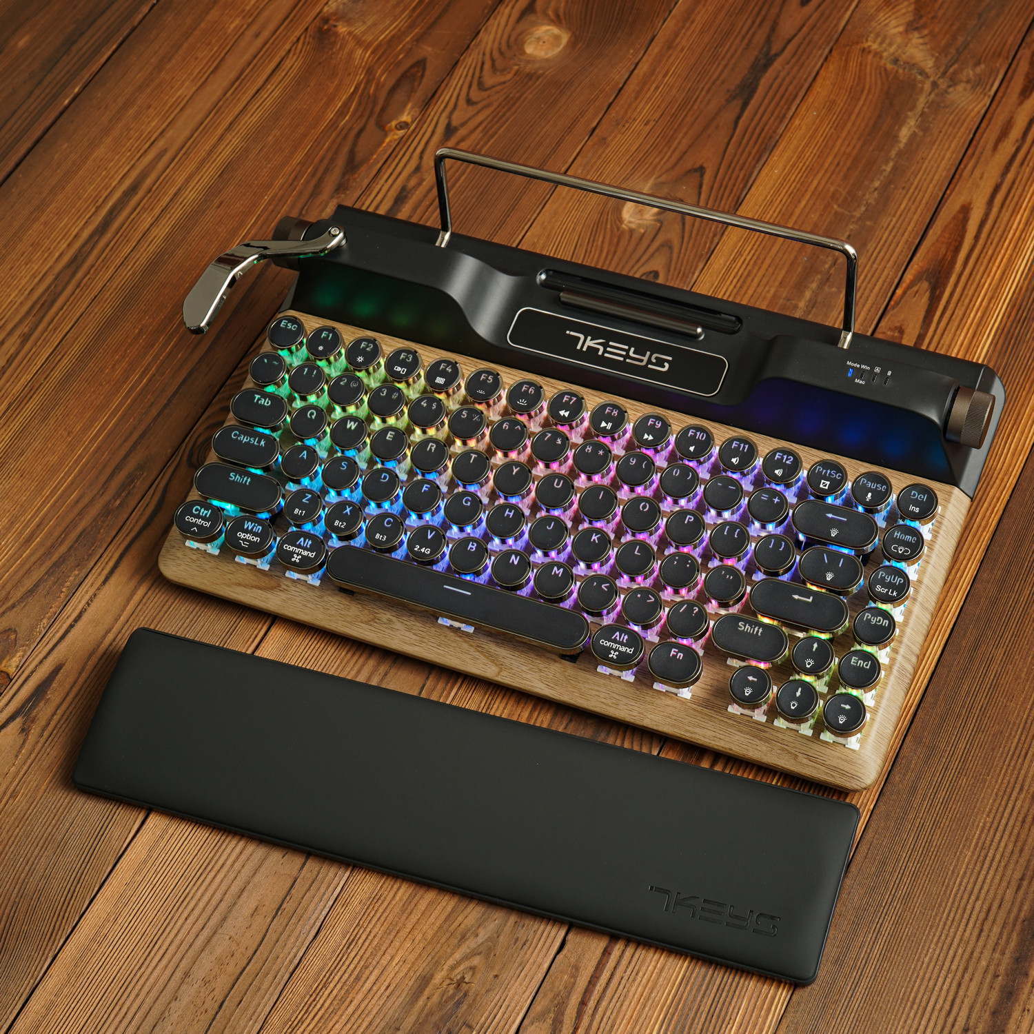 Teclado Mecânico Retrô Bluetooth | Mini Teclado Sem Fio Portátil para Tablet iPad