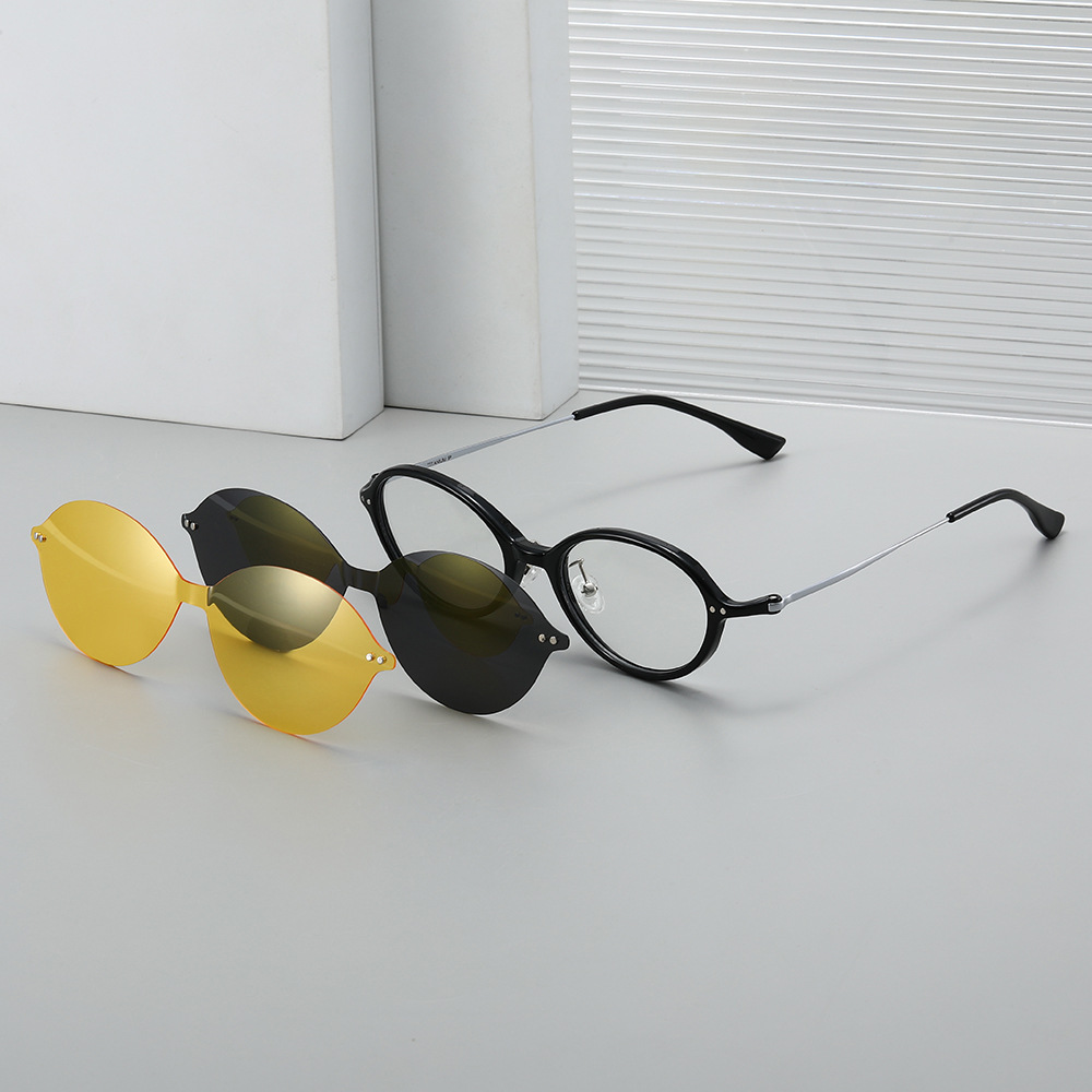 Óculos De Sol Polarizados Unissex Titanium Tr90 Com Armação Oval Leve Para Lentes De Miopia