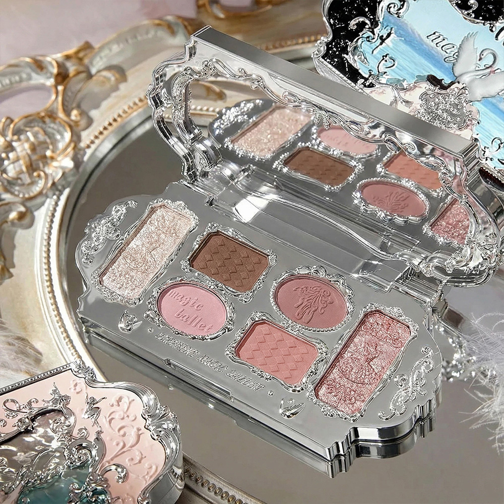 Paleta de Maquiagem 6 em 1 Portátil: Sombra, Contorno, Blush e Iluminador