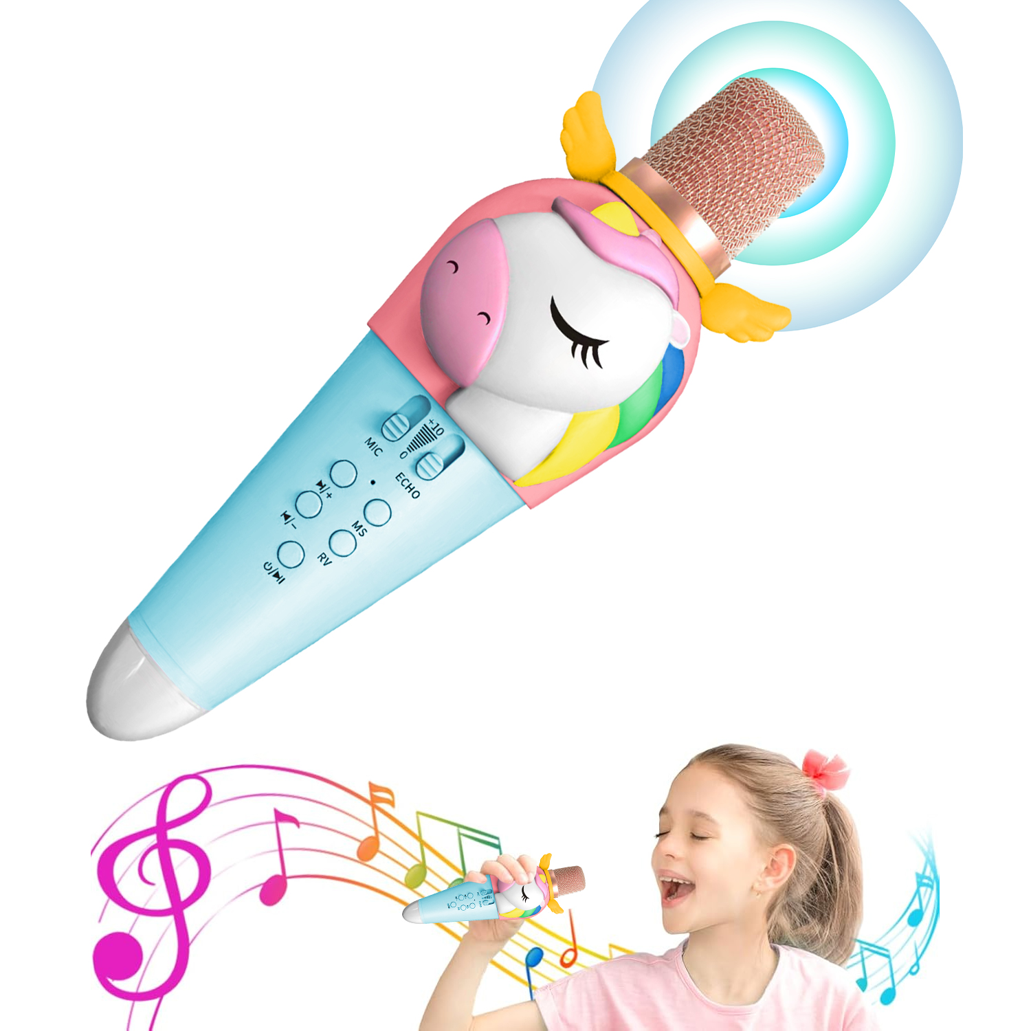 Mini máquina de karaokê para meninas e meninos - Presentes de aniversário para idades de 4 a 8+ anos - Caixa de som