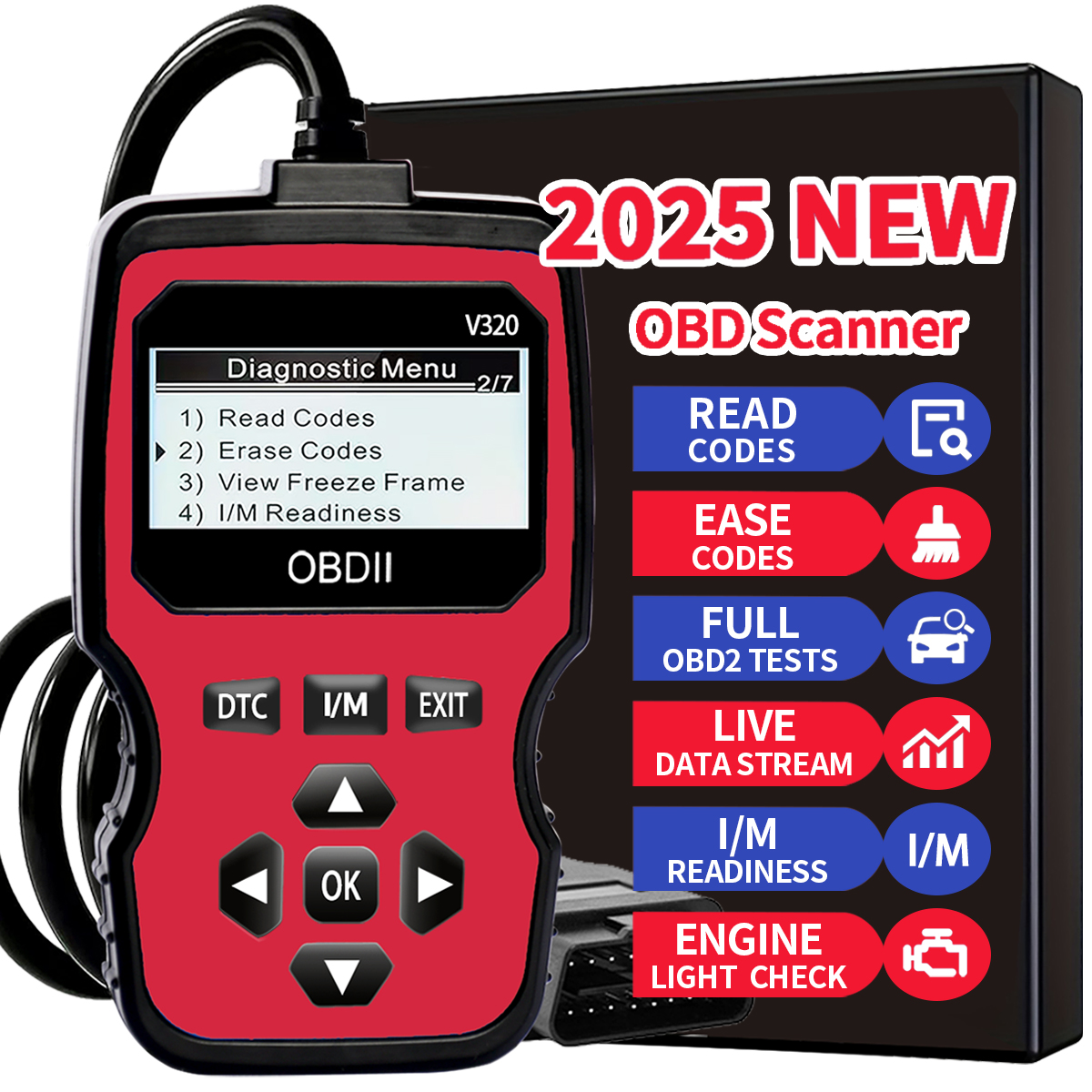 Scanner OBD2 Profissional, Ferramenta de Diagnóstico para Carro, Leitor de Códig