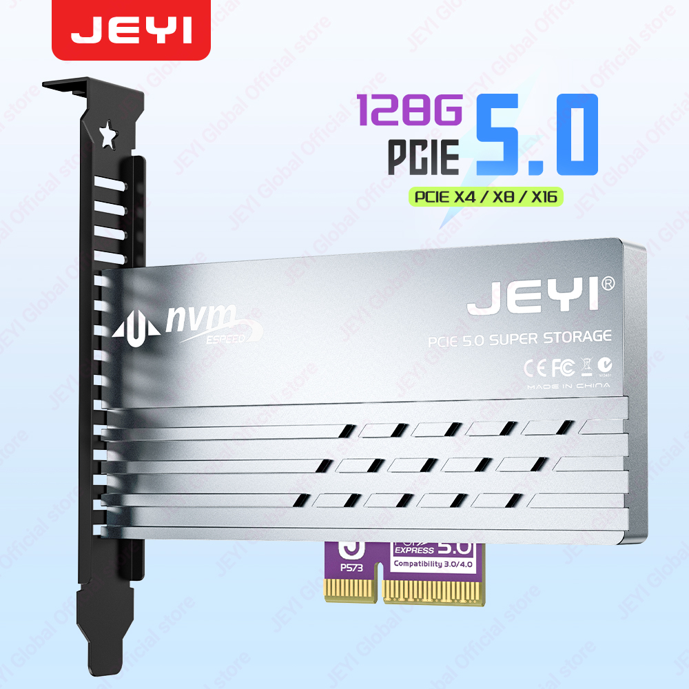 Placa adaptadora JEYI PCIe 5.0 para M.2 NVMe, placa adaptadora PCIe X4/X8/X16 para M2 SSD com dissipador de alumínio