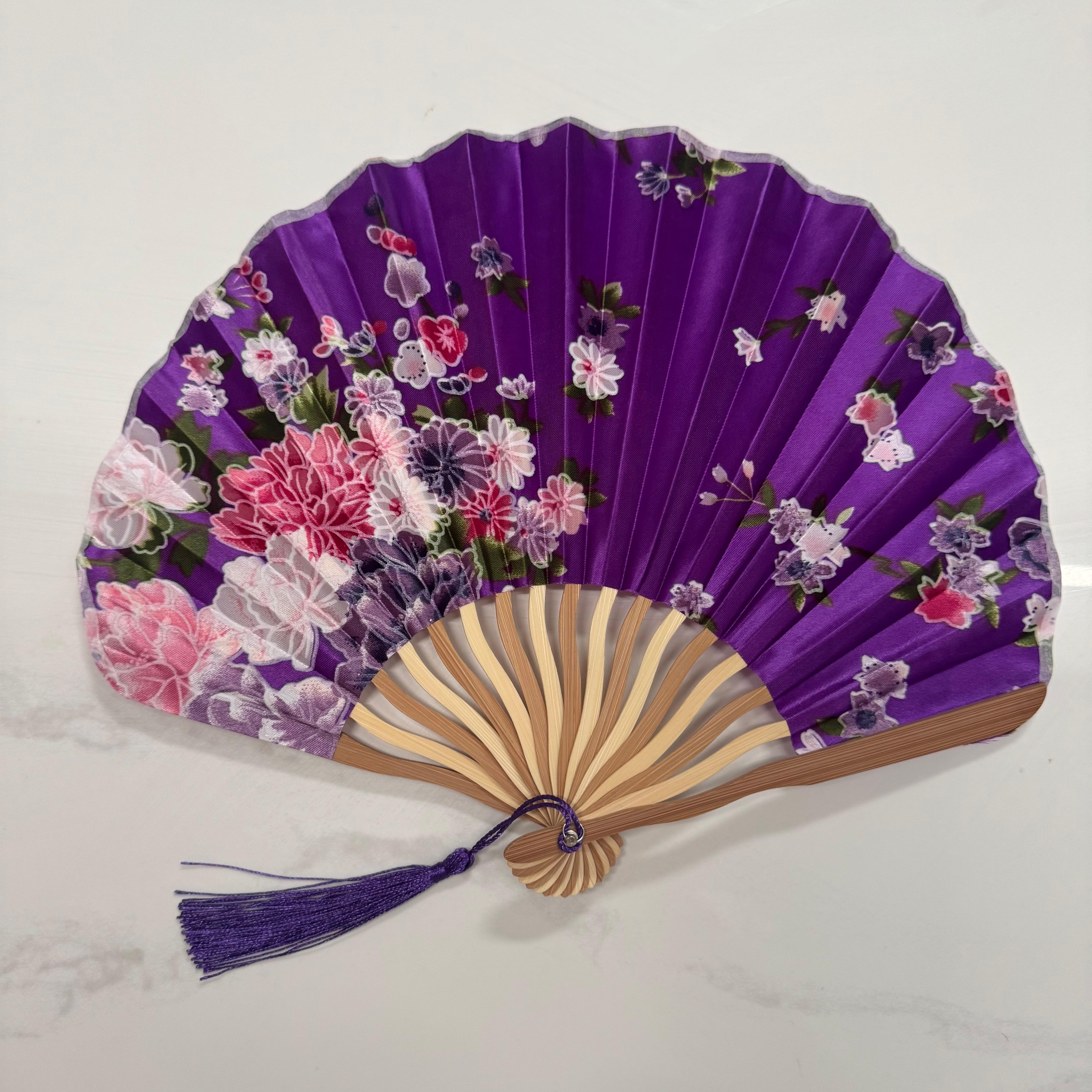 Estilo Casaco Roxo Ventilador Dobrável Impresso Baile De Formatura Festa Fotografia Prop Elegante Dança Tiro Presente Po
