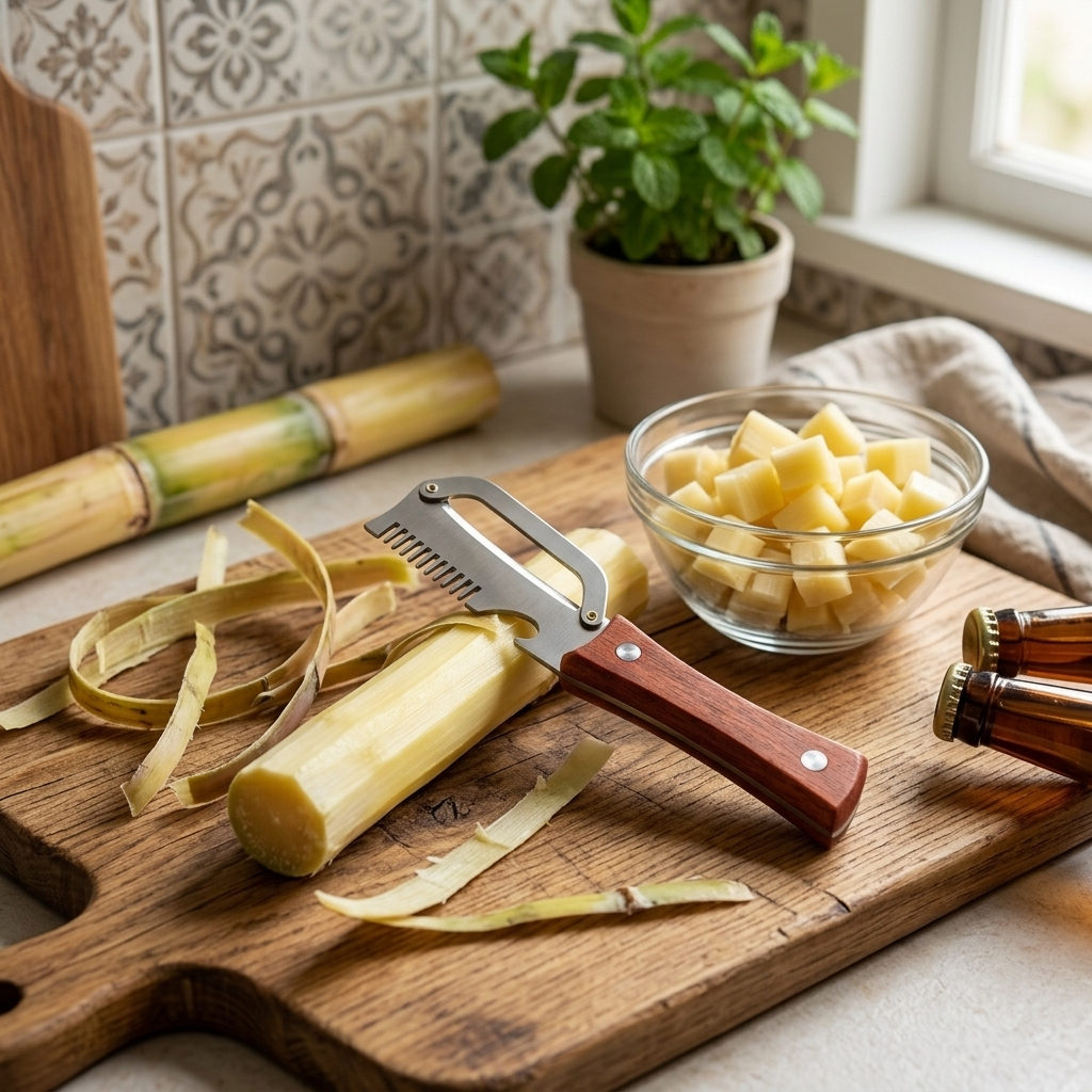 Descascador De Frutas E Vegetais Com Cabo De Madeira , Faca De Descascar Cozinha Em Aço Inoxidável Abridor
