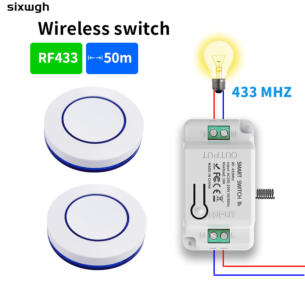 Interruptor sem fio 433 MHz, interruptor de controle remoto RF, botão de pressão para ligar/desligar lâmpadas e
