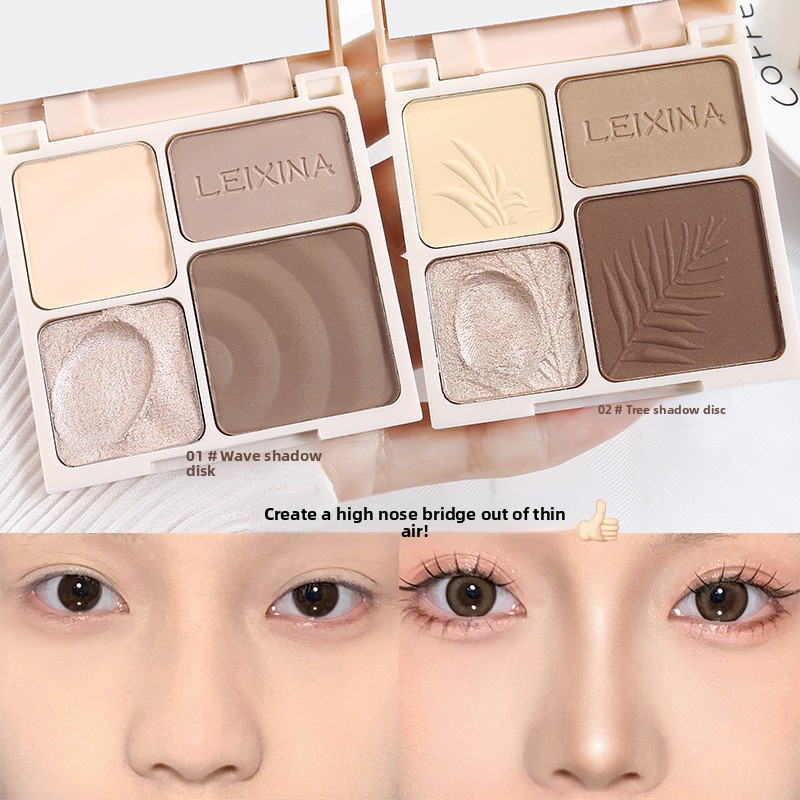 LEIXINA Paleta De Contorno Iluminador De 4 Cores Com Destaque De Pérola Brilhante Fosco Bronzer Sombra De Nariz Tudo-Em- em Oferta na Shopee