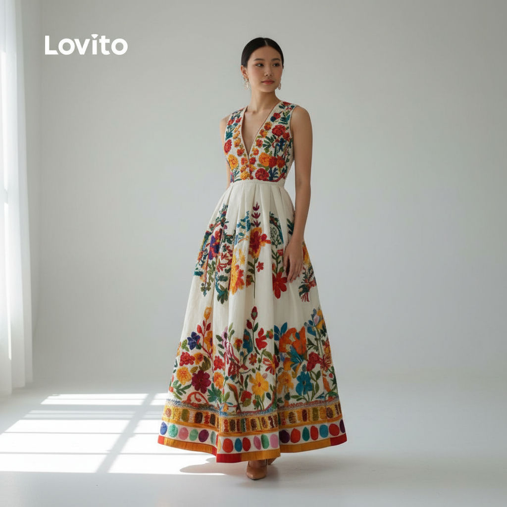 Lovito Vestido Feminino Boho Estampa Floral Primavera Verão L170ED106 em Oferta na Shopee