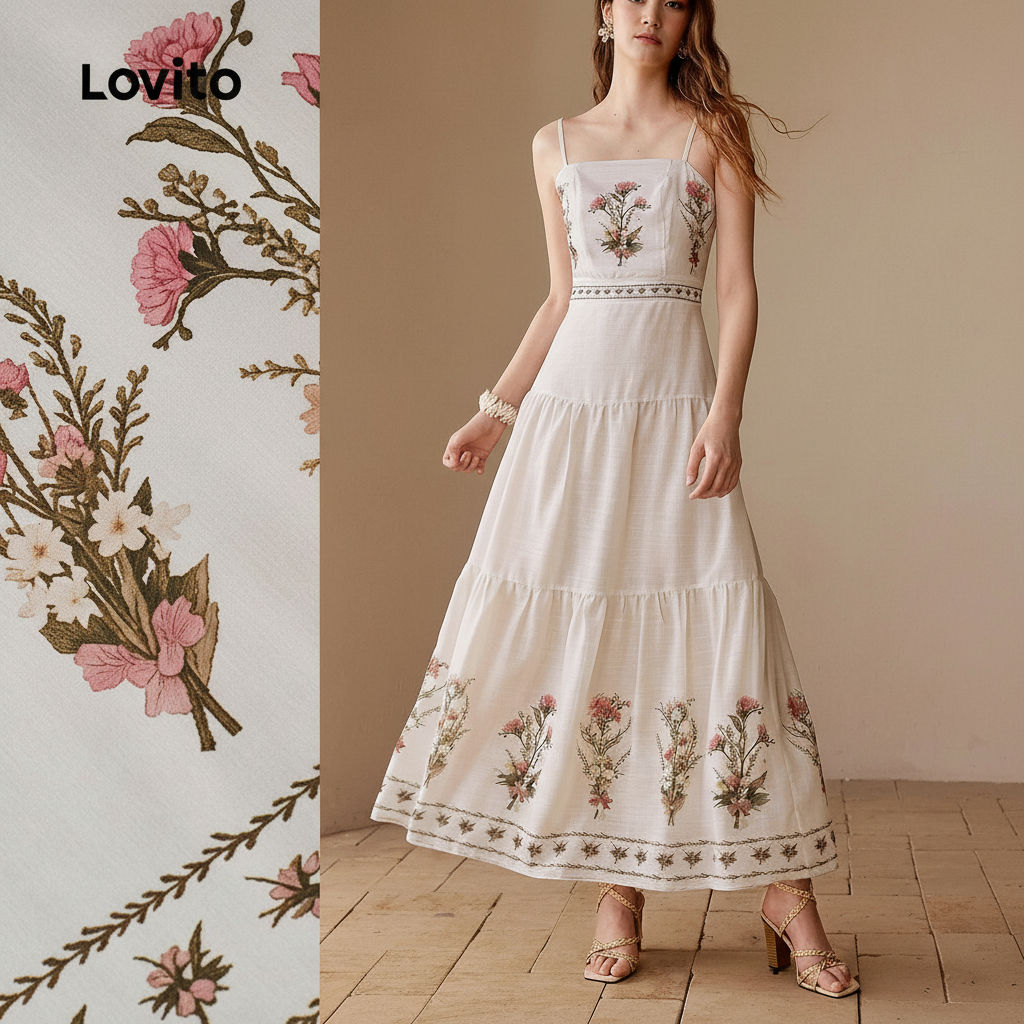 Lovito Refine Vestido Casual Feminino Primavera Verão LBL30167 em Oferta na Shopee