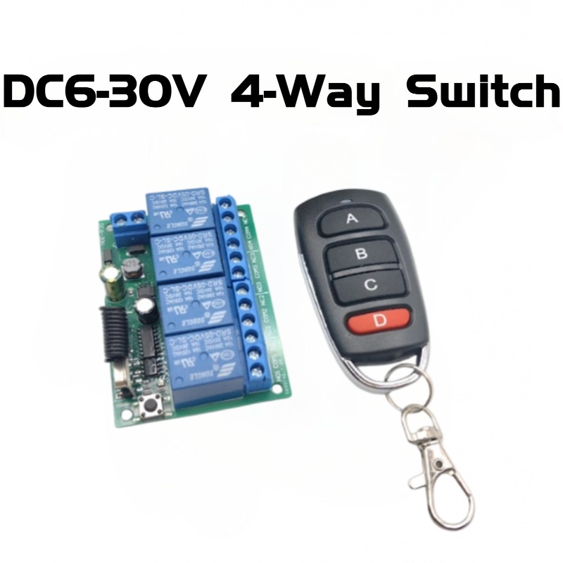 Receptor De Interruptor Sem Fio Módulo De Relé De 4 Canais DC6V-30V 10A 433MHz