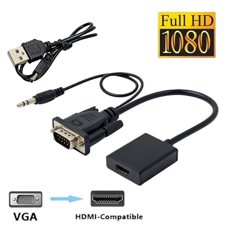 Conversor VGA Para HDMI Com Cabo De Vídeo HD De Áudio 1080P PC , Laptop Projetor De TV Elite