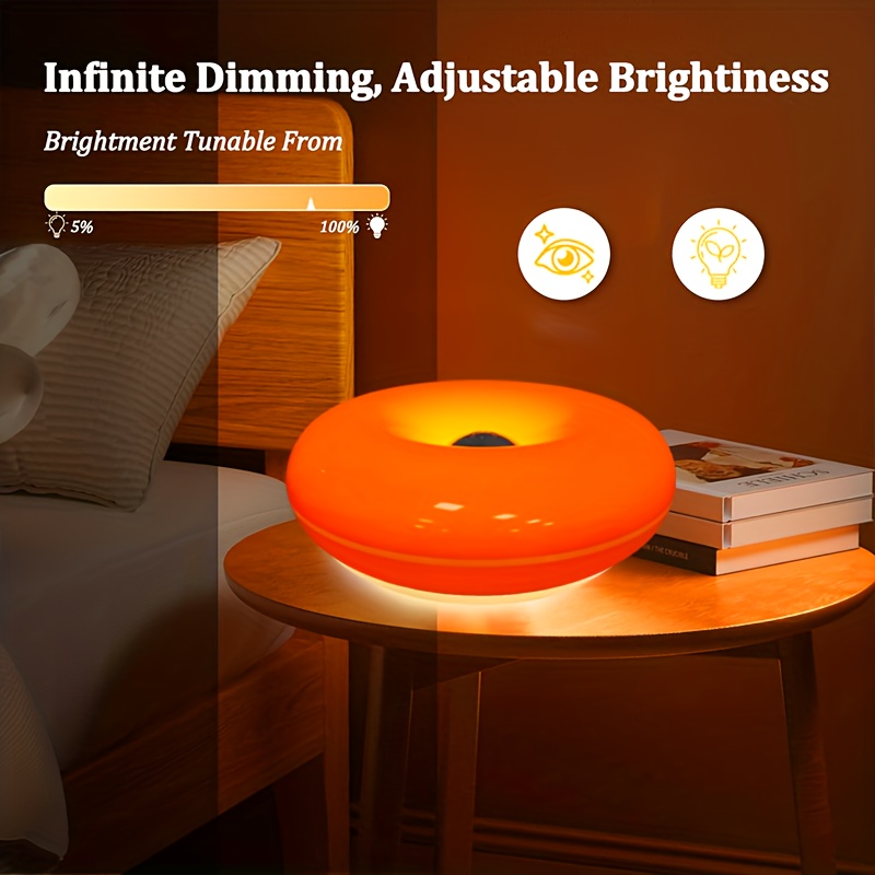 Estilo De Vida-Explosões Locais-Luzes De Donut Laranja Elegantes Disponíveis/, Luxuosos Botões De Toque Prateados , desk