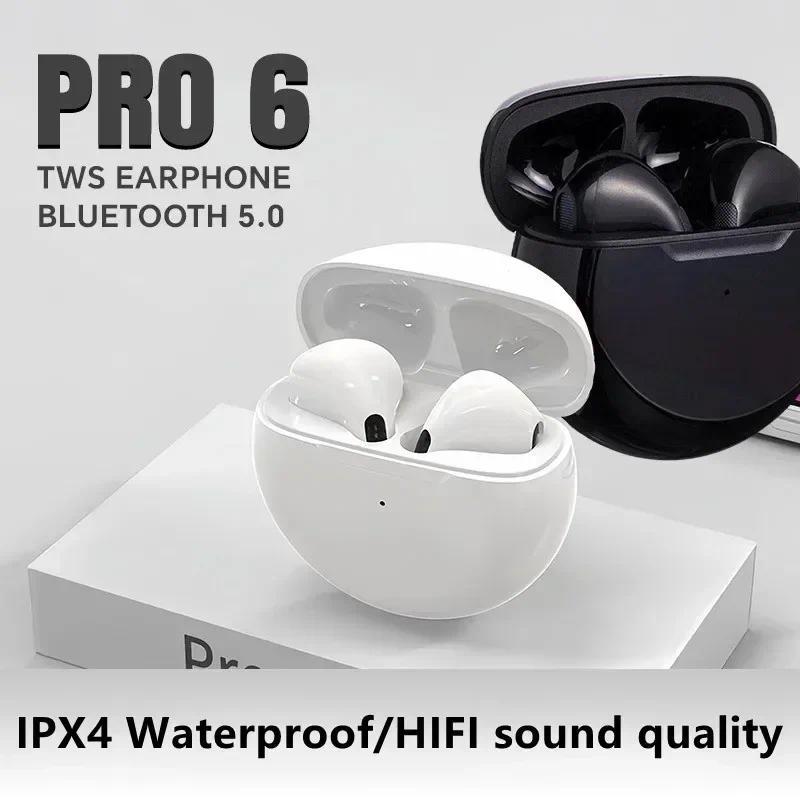 Original Pro6 Fones De Ouvido Sem Fio Bluetooth Fone Estéreo Controle Toque Música Moda Esportes Confortável