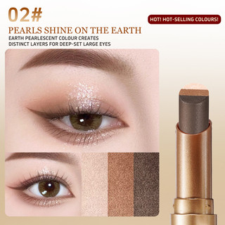 Bastão de Sombra de Olho 3 Cores O'CHEAL, Degradê Fino com Glitter, Fácil para Iniciantes…