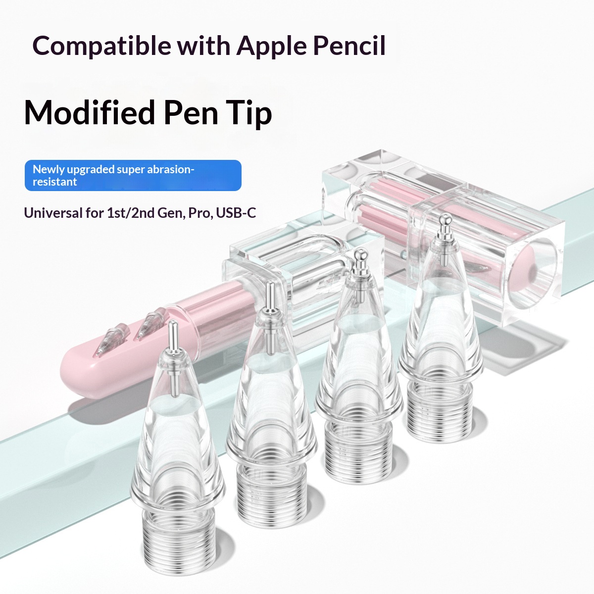 Novo conjunto de 4 pontas de substituição sem papel para Apple Pencil Pro, compa