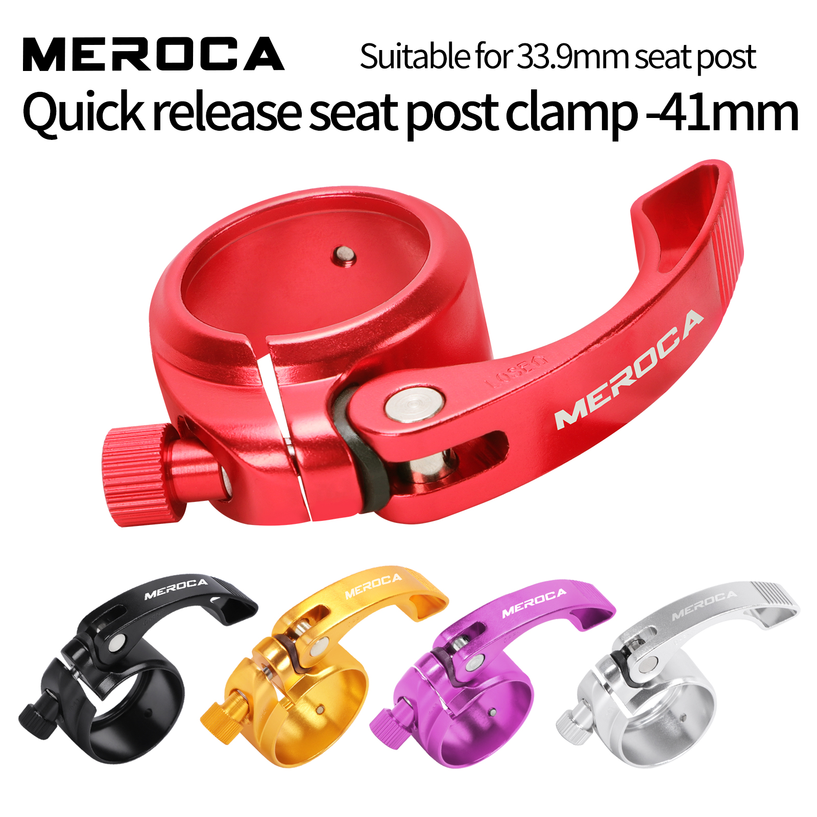 MEROCA Braçadeira Rápida para Espigão de Selim 40.9mm Encaixa em Tubo 33.9mm Braço Longo para Bicicleta Dobrável