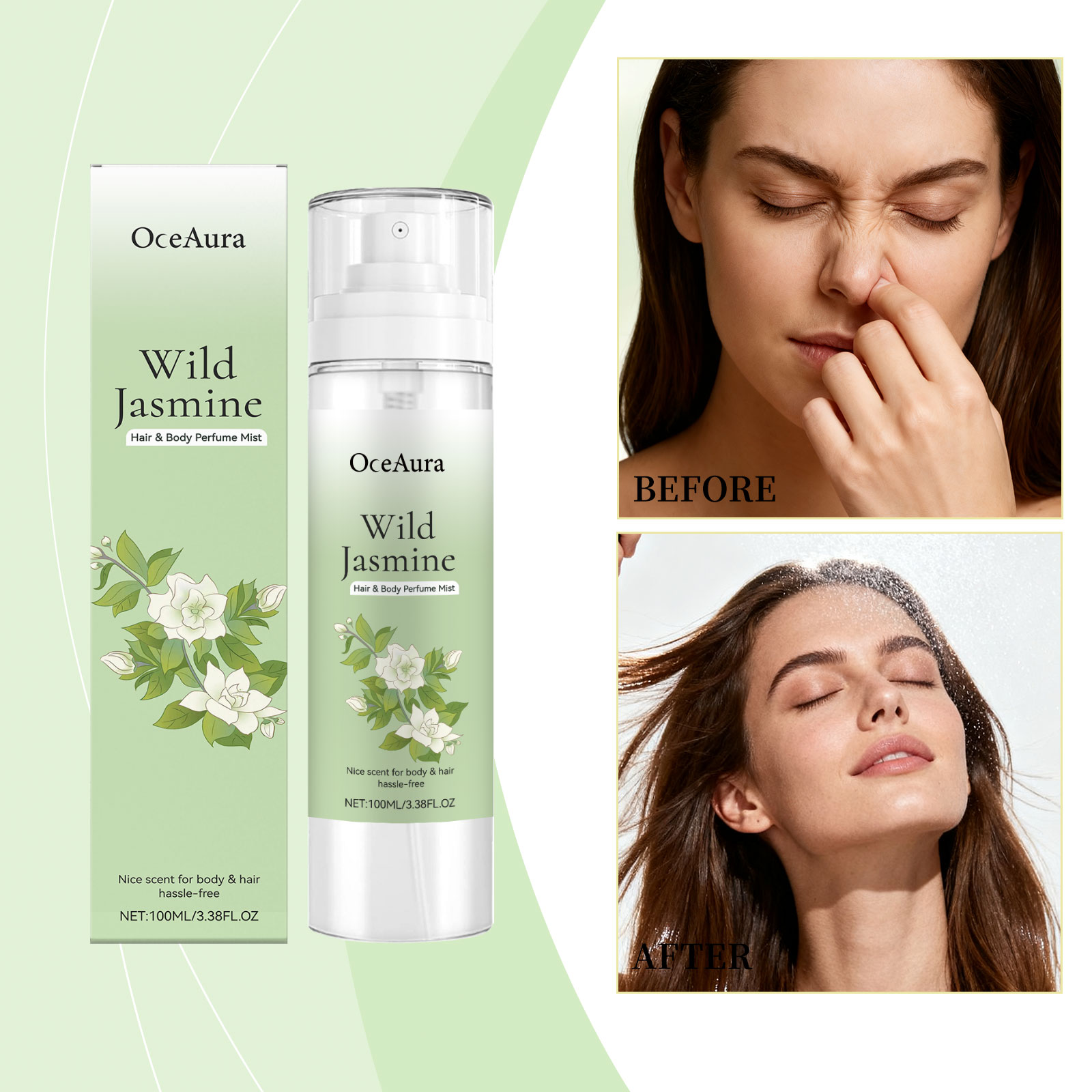 Spray Corporal e Capilar de Perfume com Jasmim & Ácido Hialurônico 100 ml – Fragrância Floral com Cuidado Hidratante