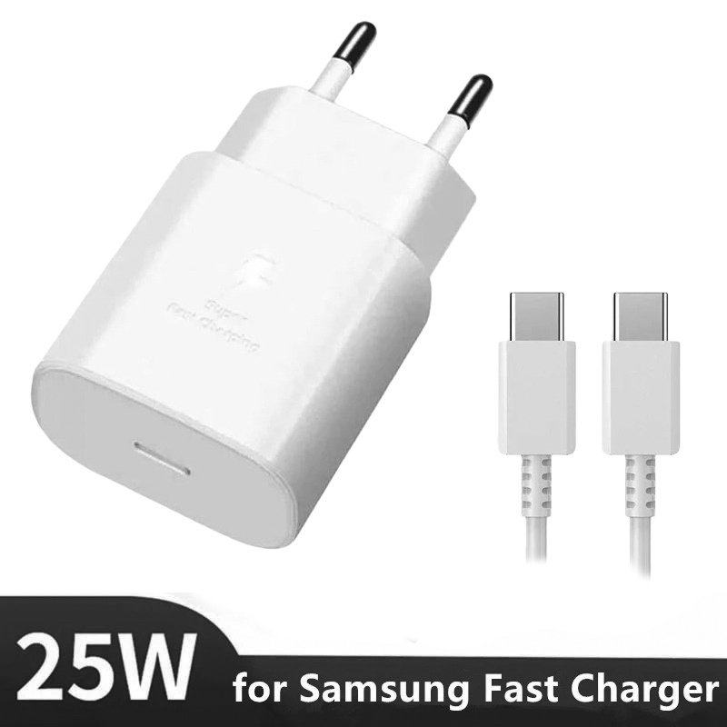 Carregador de Parede Super Rápido PD 25W com Cabo USB-C de Carregamento Rápido para Samsung Galaxy S25 S24
