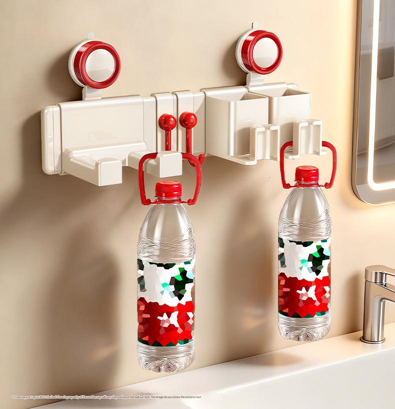  Conjunto Organizador de Ventosa para Escova de Dente, Secador de Cabelo e Copo, Sem Furadeira