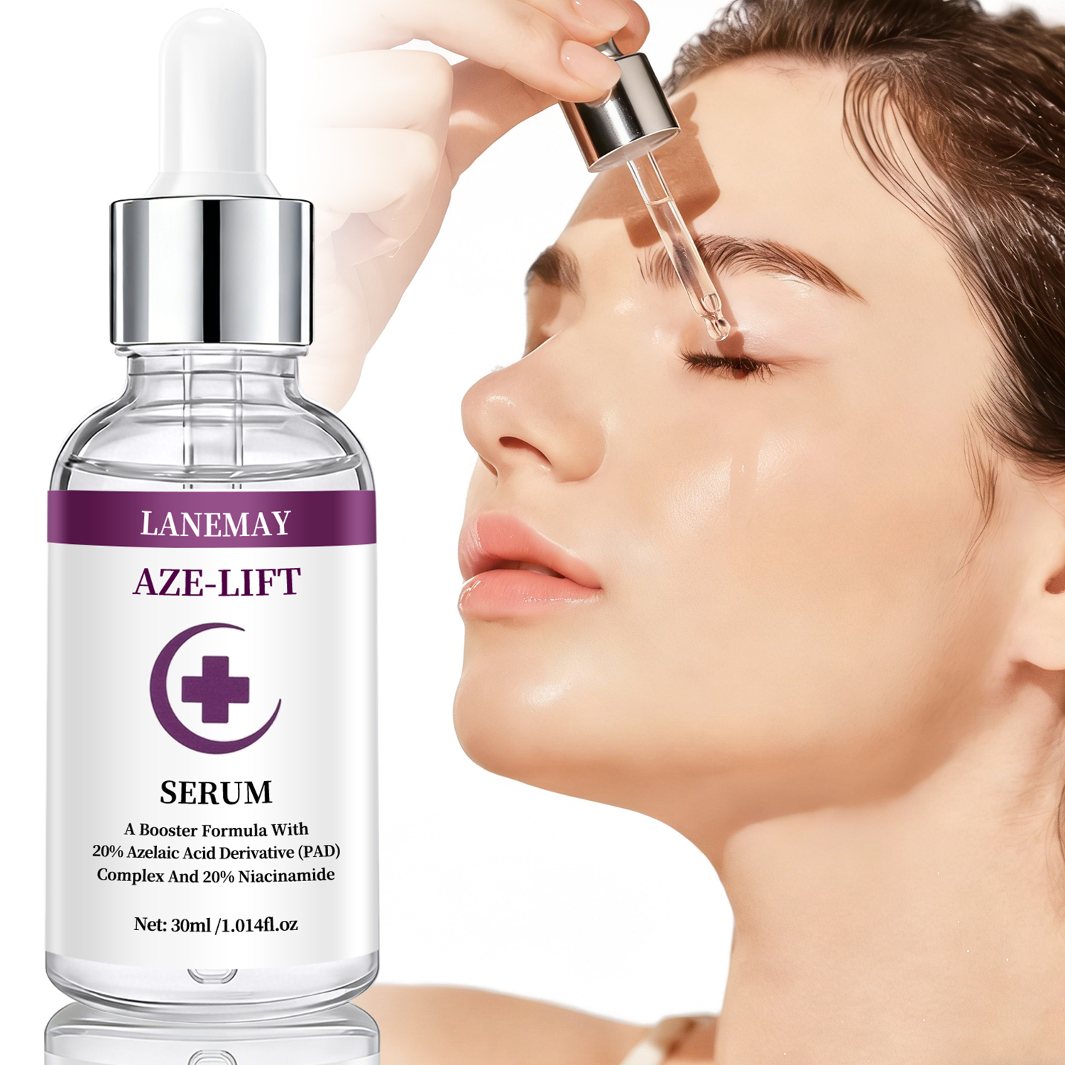 Aze-Lift Booster Sérum - 20% Ácido Azelaico Derivado (PAD) + 20% Niacinamida - Ilumina, Suaviza e Hidrata a Pele - 30ml