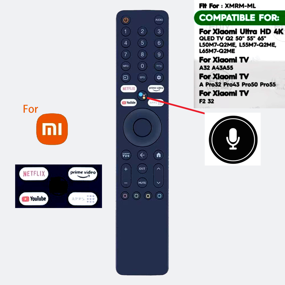 Adequado Controle Remoto Inteligente para TV Xiaomi MI TV Smart UHD 4K QLED Q2 5