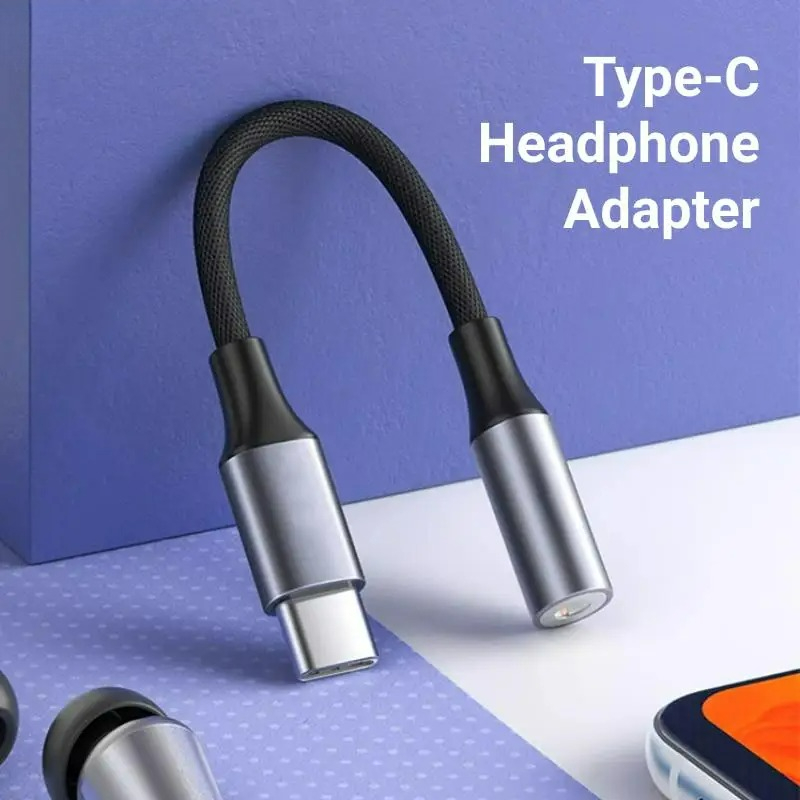 Cabo de áudio DAC Tipo C para 3,5 mm, adaptador de fone de ouvido USB C, conversor de conector USB-C para tomada de 3,5