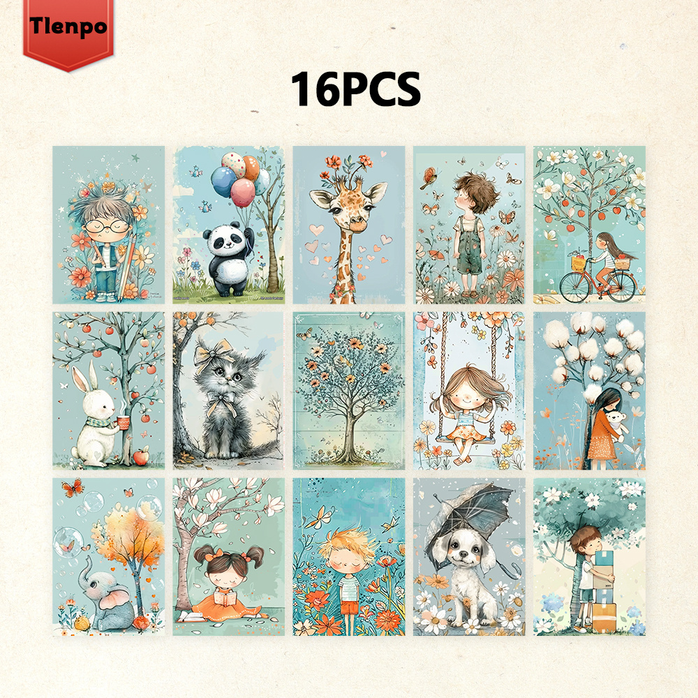 Conjunto De 16 Peças De Cartão Postal De Leitura Floral Vintage , Cartolina Grossa HD Para Decoração De Quarto
