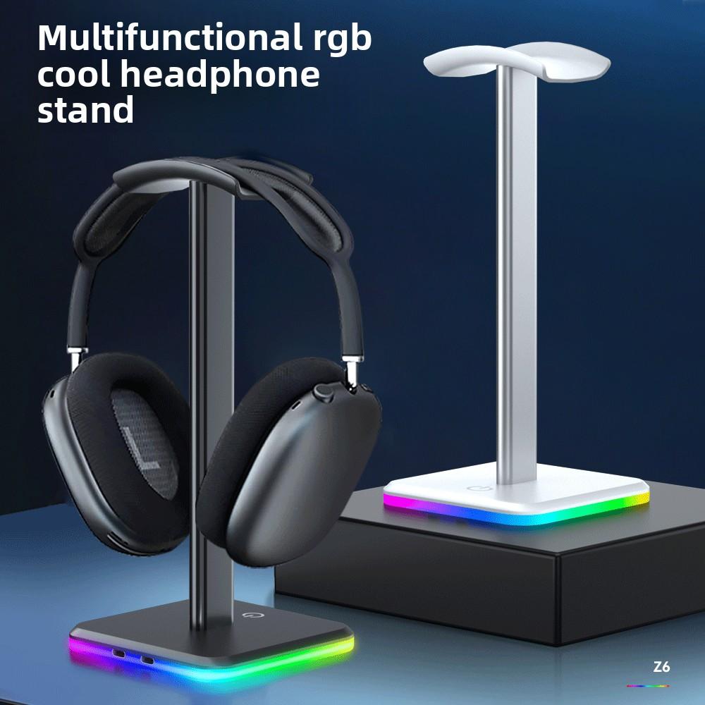  Suporte de Fone de Ouvido Luminoso M6 com Luz Ambiente Touch – Suporte e Rack de Armazenamento para Headset de Mesa