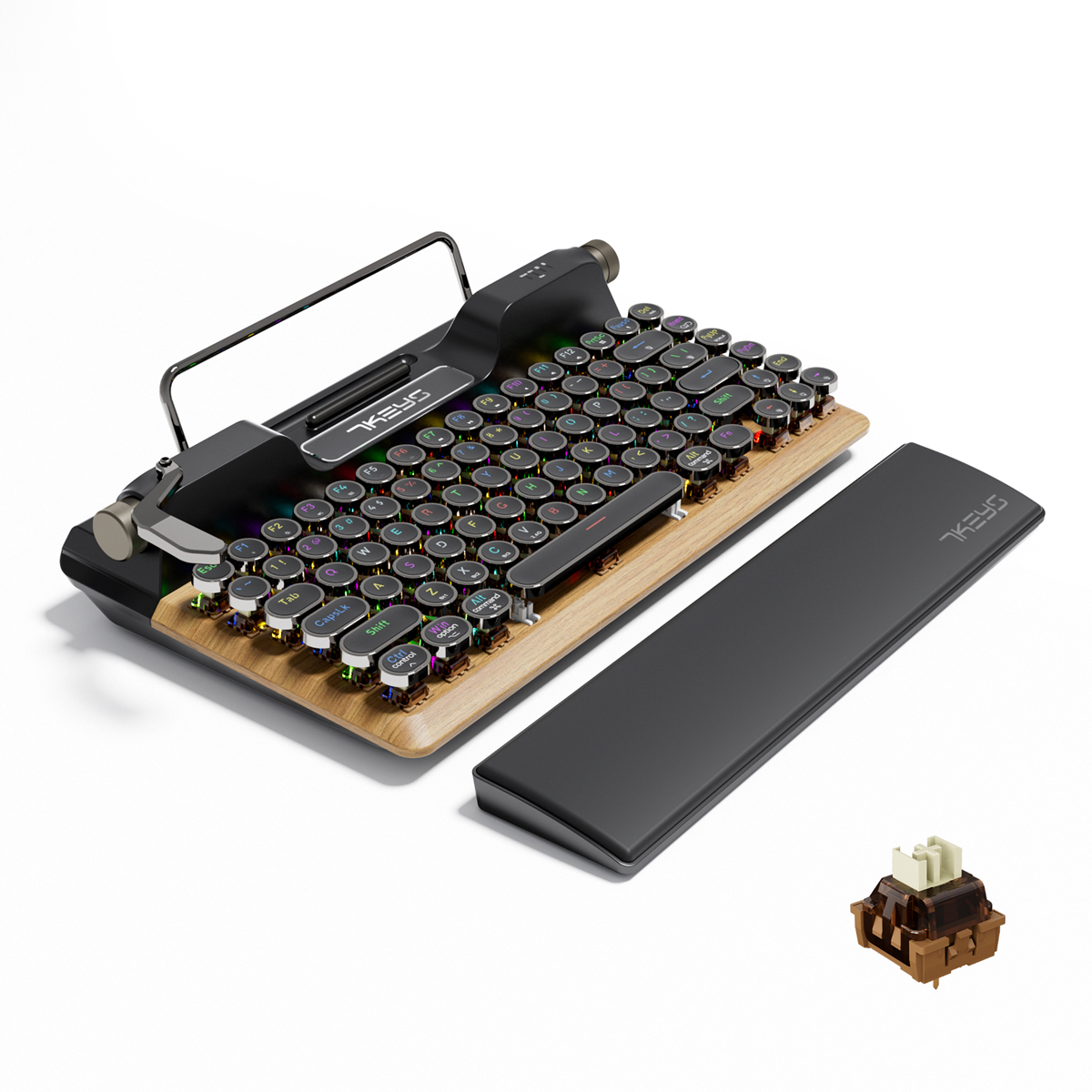 Teclado Bluetooth Mecânico Retrô Mini Portátil para Tablet, iPad, Android e Dispositivos iOS