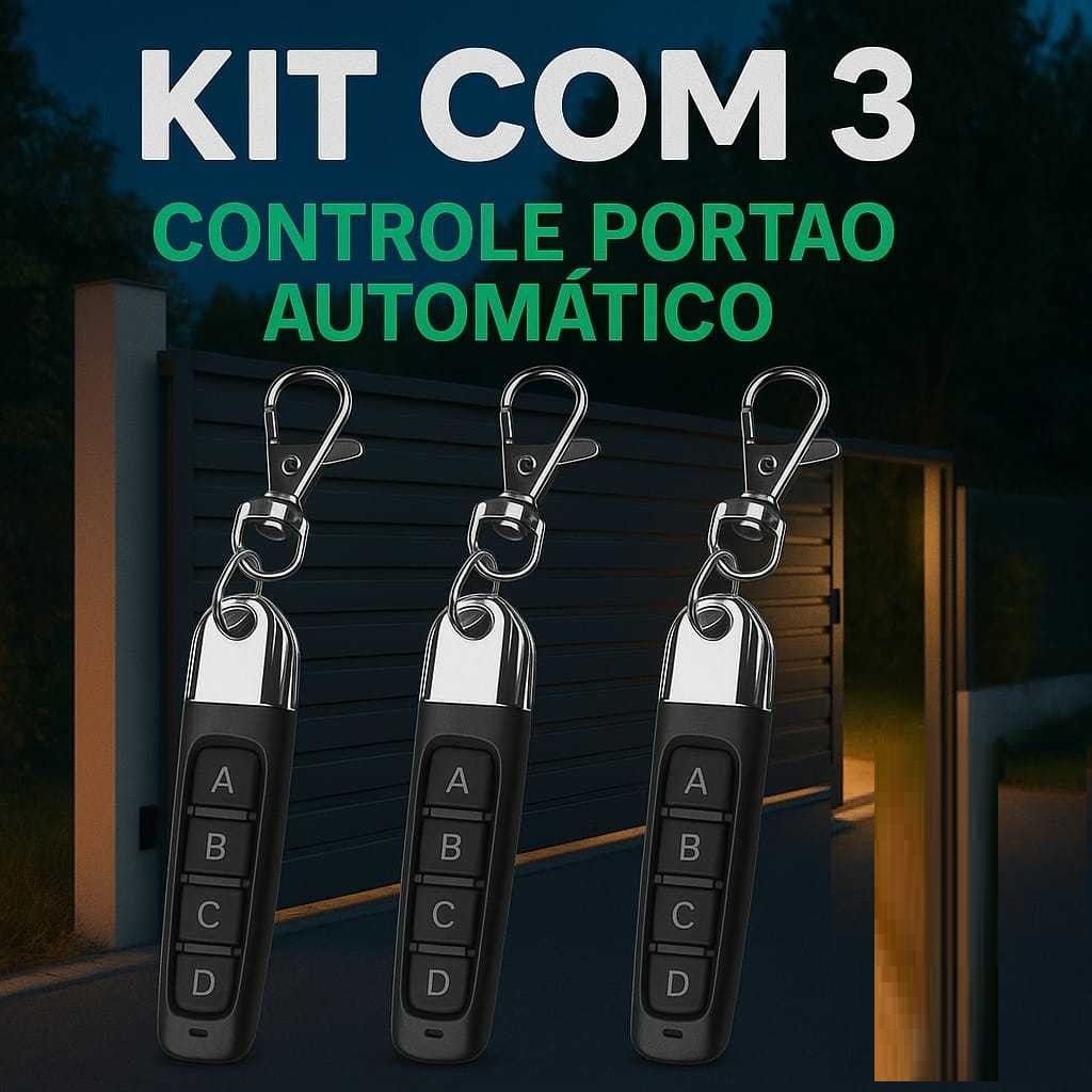 Kit de Controle Remoto Eletrônico de Portão Automático COMPATÍVEL 433Mhz com 4 Botões, Kit Original Universal para