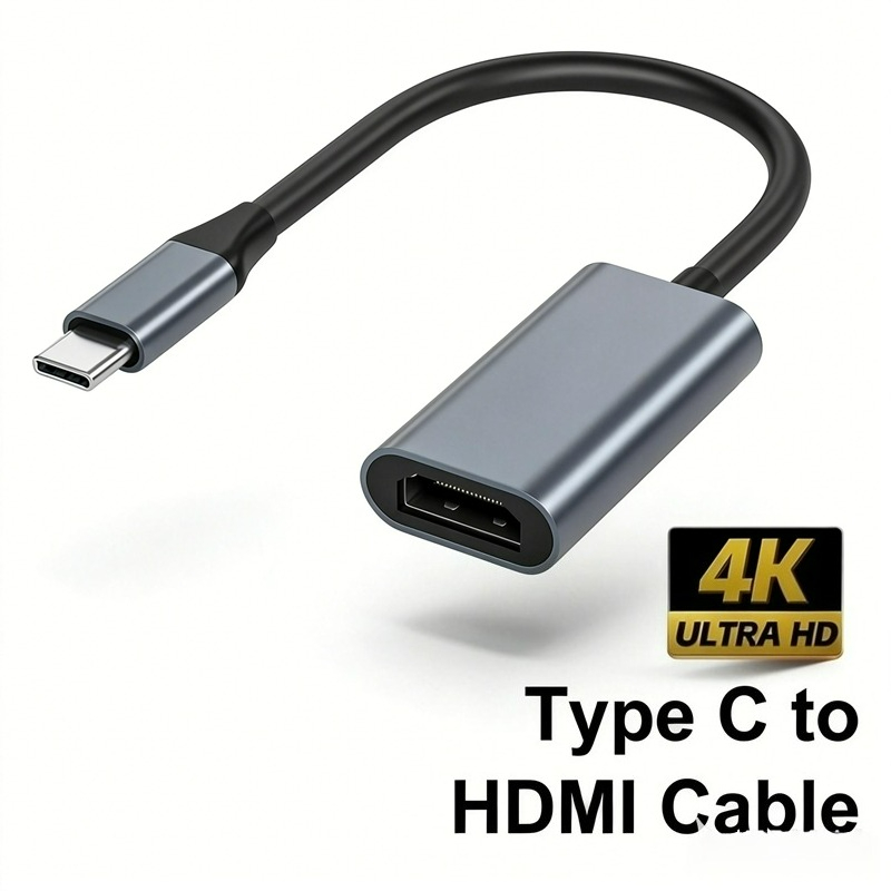Adaptador USB-C para HDMI 4K Ultra HD, Cabo Conversor Macho USB 3.1 para Fêmea HDTV para Telefone, MacBook e Tablet