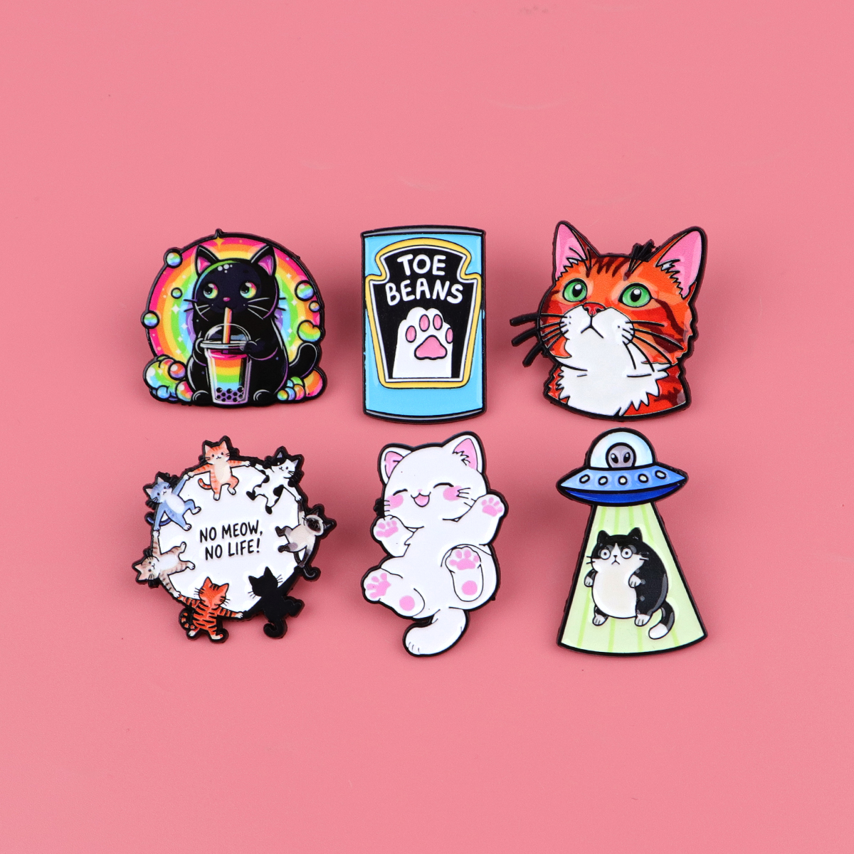 Alfinetes de Esmalte de Gatinhos Kawaii, Alfinetes de Lapela de Gatos Pretos, Broches de Gato Laranja para Mochila,